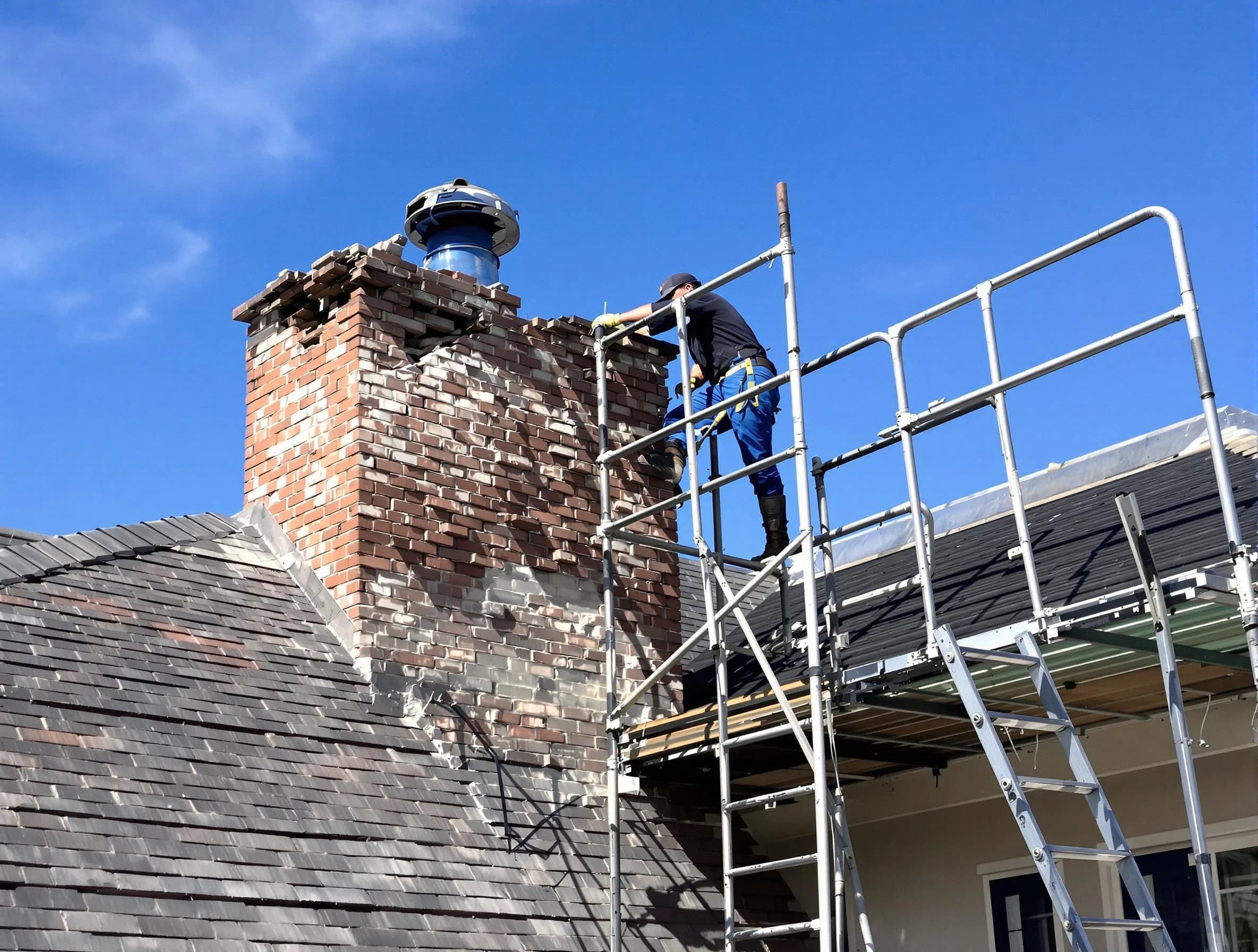 Rebuilding a chimney structure by El Cerro Chimney Sweep in El Cerro, NM