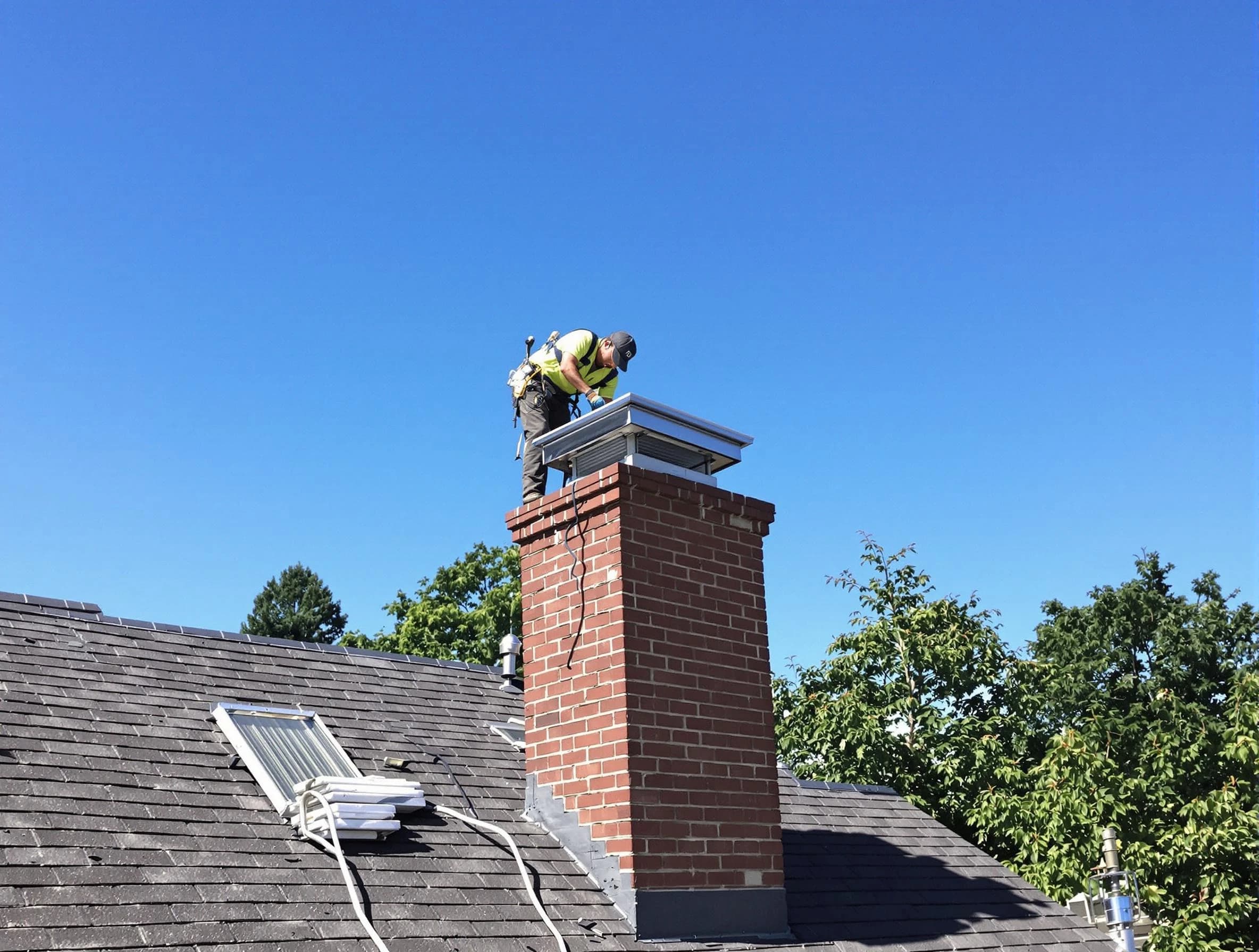 El Cerro Chimney Sweep technician measuring a chimney cap in El Cerro, NM