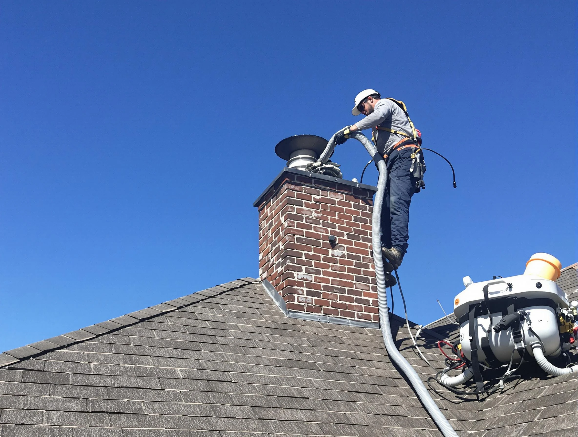 Dedicated El Cerro Chimney Sweep team member cleaning a chimney in El Cerro, NM