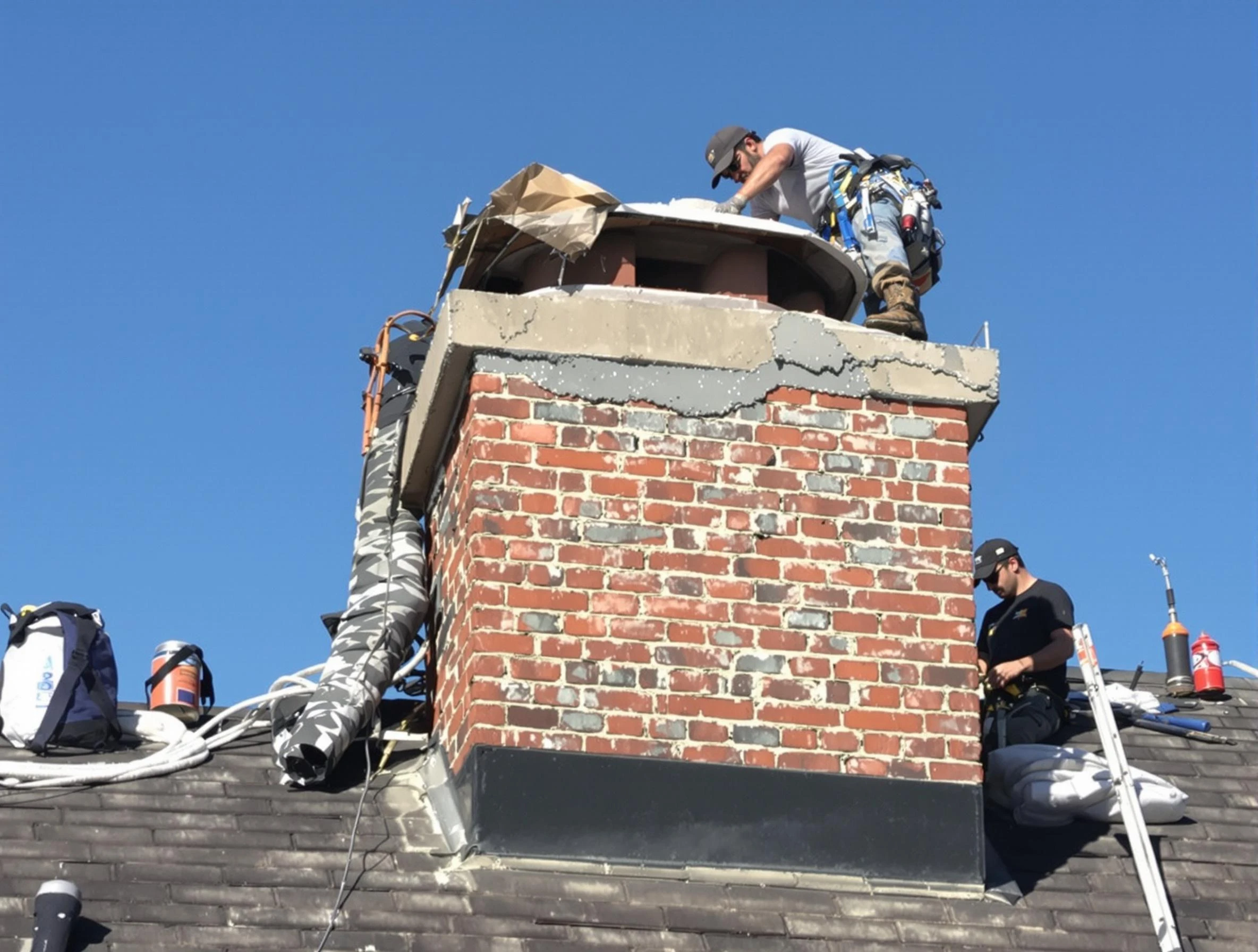 El Cerro Chimney Sweep installing a custom chimney crown in El Cerro, NM